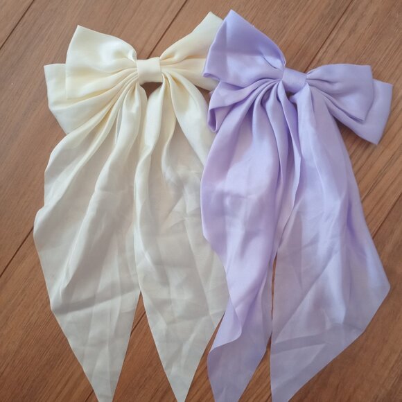 Silk Hair Bows Set Of 2 - Picture 1 of 2